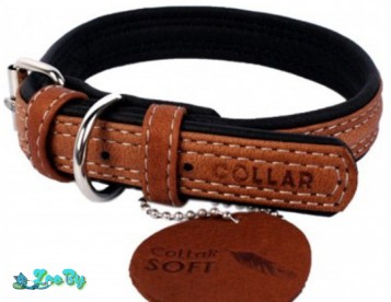 Ошейник из натуральной кожи 'Collar Soft' (27-36 см; коричневый верх)