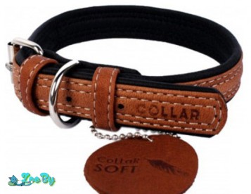 Ошейник из натуральной кожи 'Collar Soft' (30-39 см; коричневый верх)