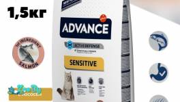 Сухой корм Advance для кошек с чувствительным пищеварением (лосось и рис)