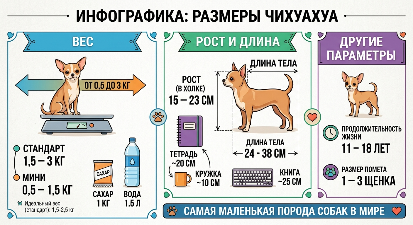 Вес и рост чихуахуа по месяцам