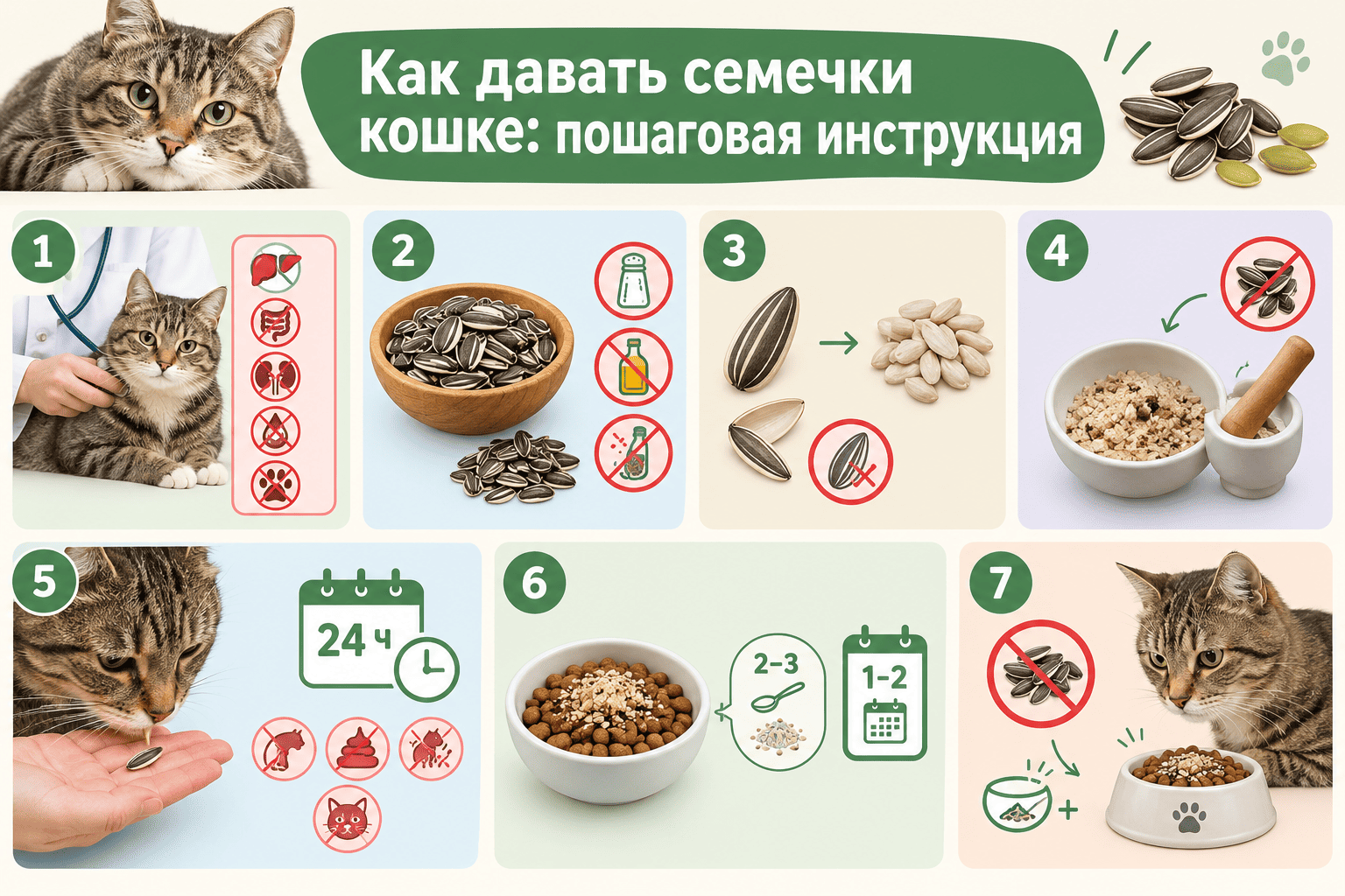 Как правильно давать семечки кошке