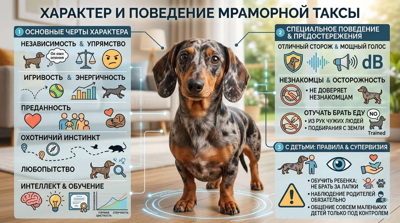 Характер мраморной таксы