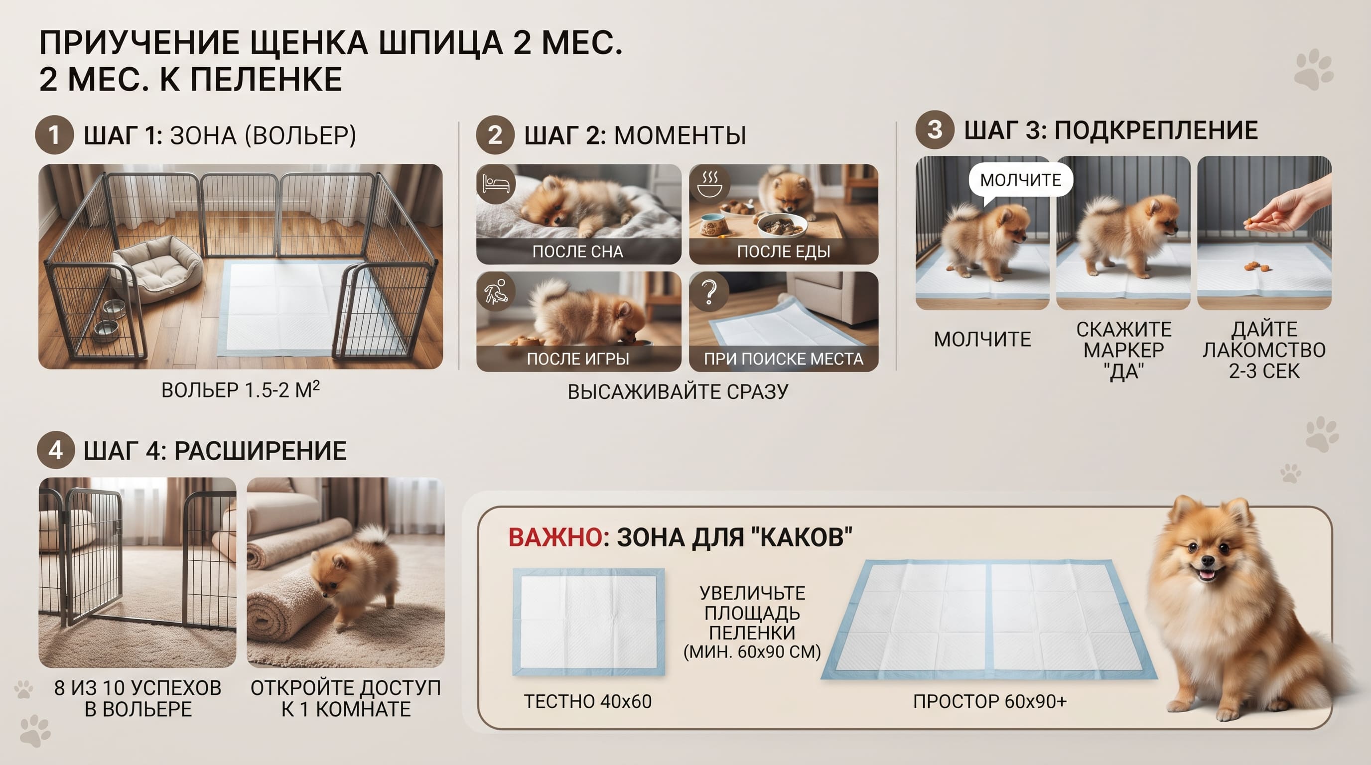 Как приучить щенка шпица к пеленке в 2 месяца