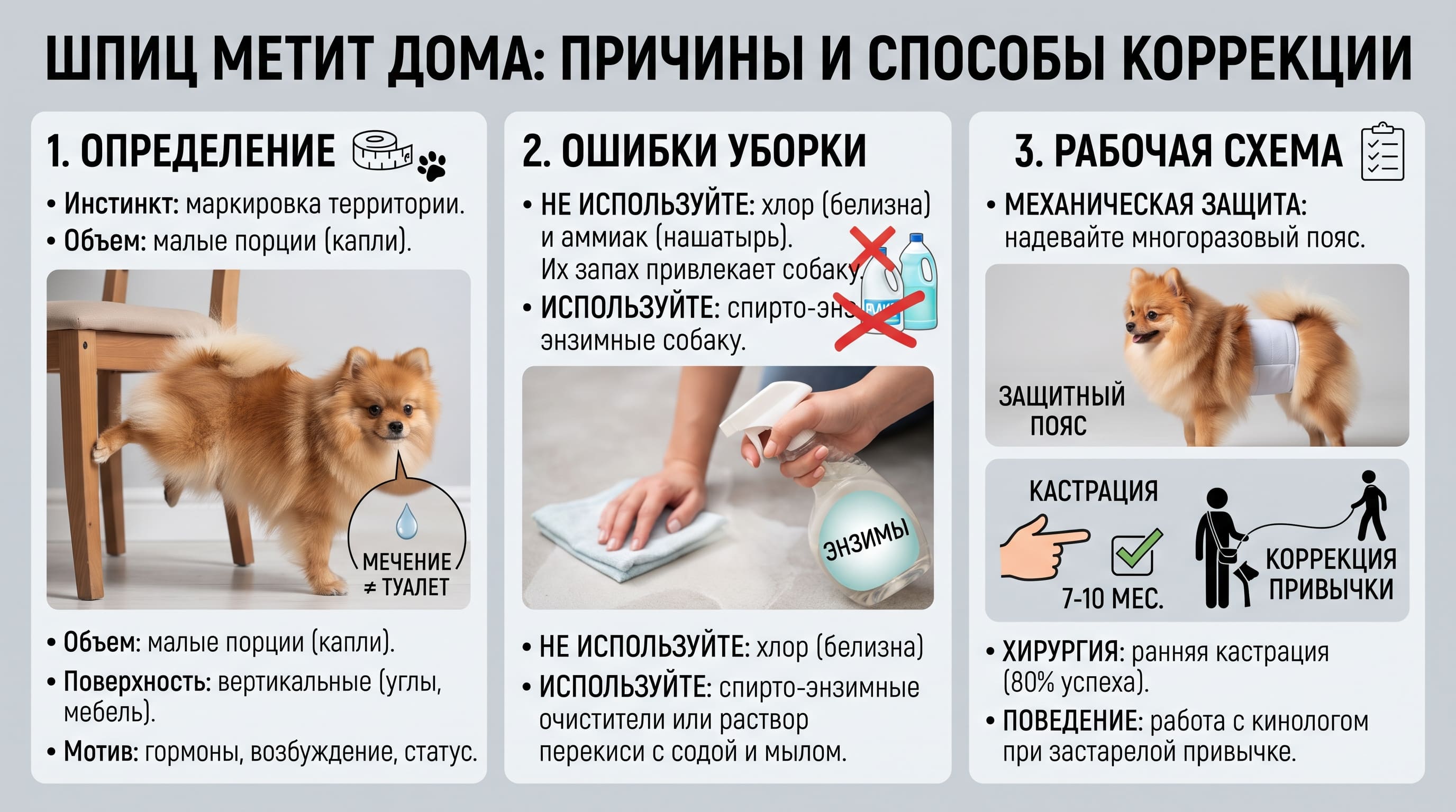 Шпиц метит дома: причины и способы коррекции